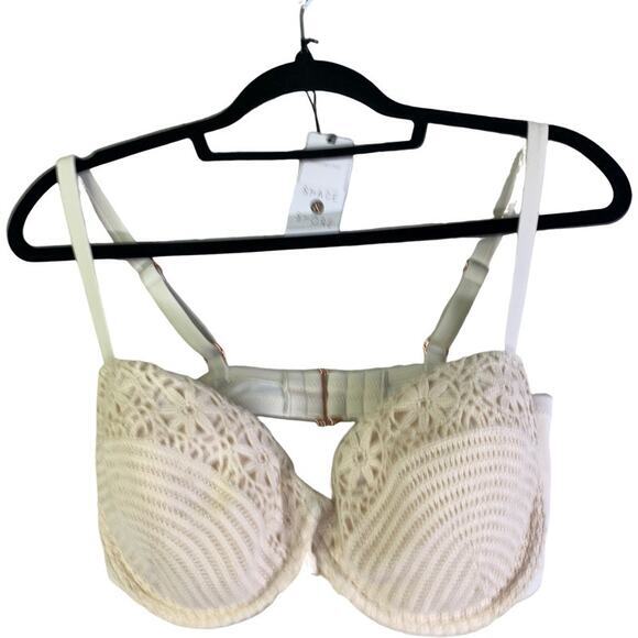 SHADE & SHORE Off-White Crochet Lace Underwire Bikini Top Size 38D -‎ NWT - Picture 2 of 7